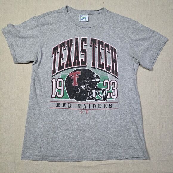 47 vintage tubular Texas Tech Red Raiders Football Tee Shirt Size Medium Flawed - Picture 1 of 8